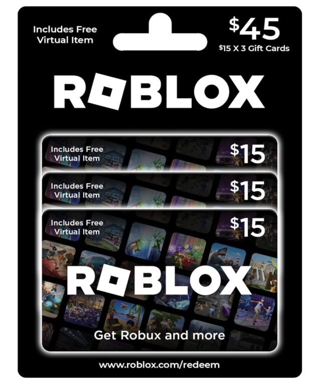 Roblox Physical Gift Cards, Multipack of 3 x $15 